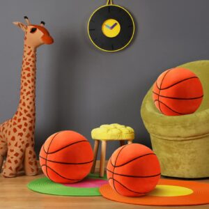 Harrycle 3 Pcs Basketball Plush Pillow Stuffed Sports Balls Basketball Room Decor for Boys Kids Teens Decorations, 7.87 Inch