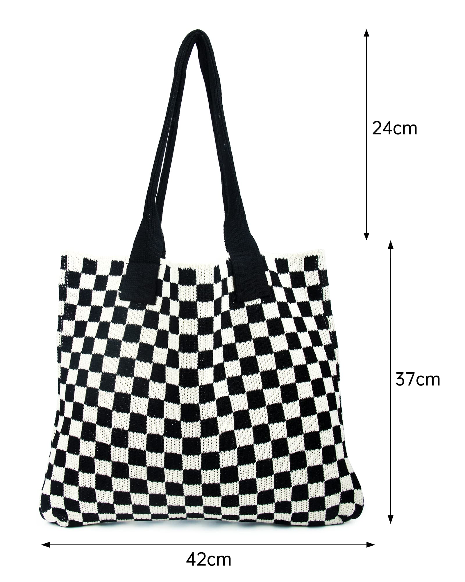 Stizimn Crochet Bags for Women Summer Beach Tote Bag Large Capacity Shoulder Bag Aesthetic Hobo Bag Knit Bag Hippie Bag (Black-C)