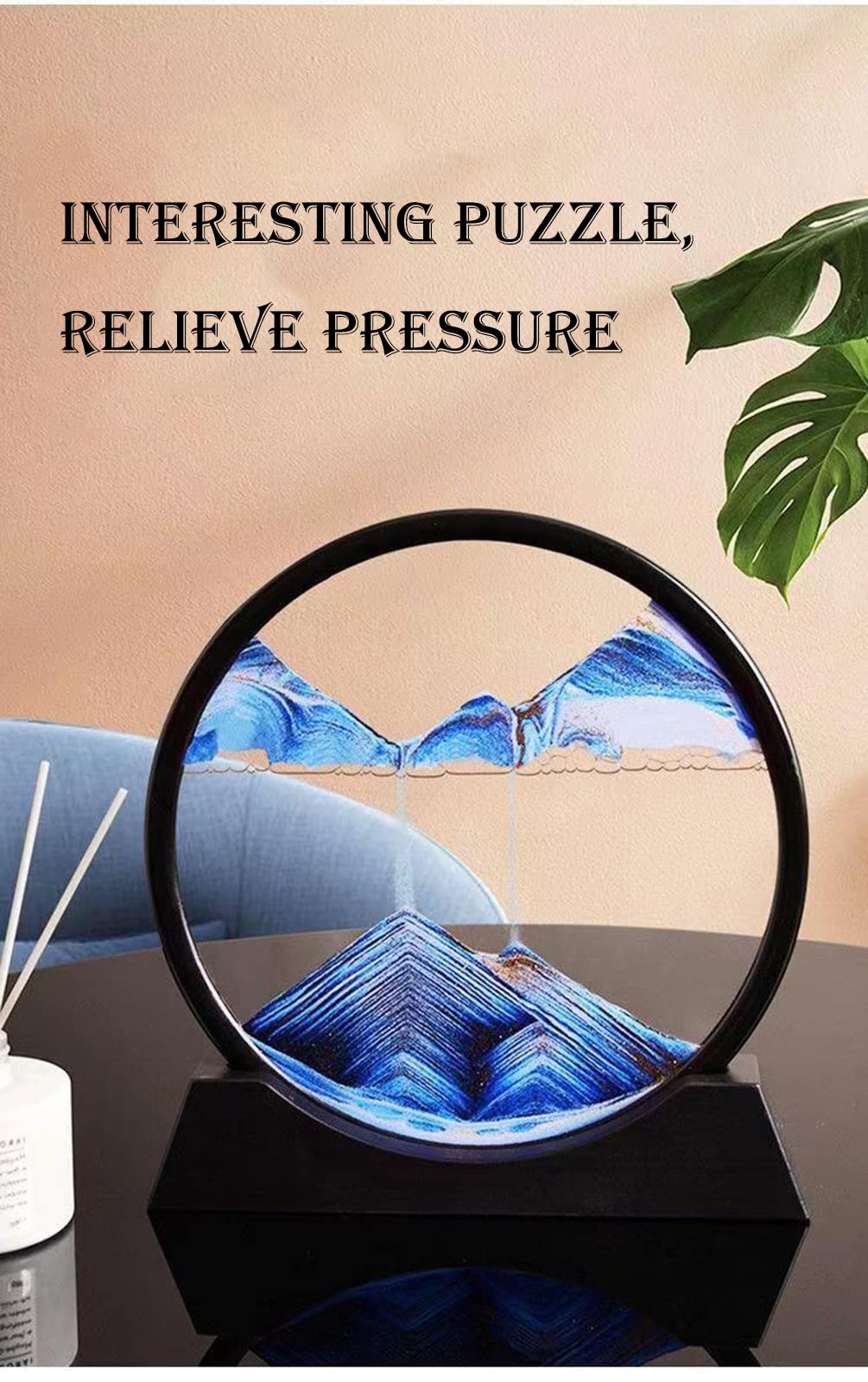 Yevheniy Moving Sand Art Picture,3D Hourglass Deep Sea Sandscape in Liquid Motion Display Glass Flowing Sand Frame for Boys Girls,Relaxing Decor for Home and Office (7", Blue)