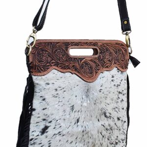 CHALLENGER Women's Cowhide Western Floral Tooled Leather Shoulder Purse Handbag 18RTH15