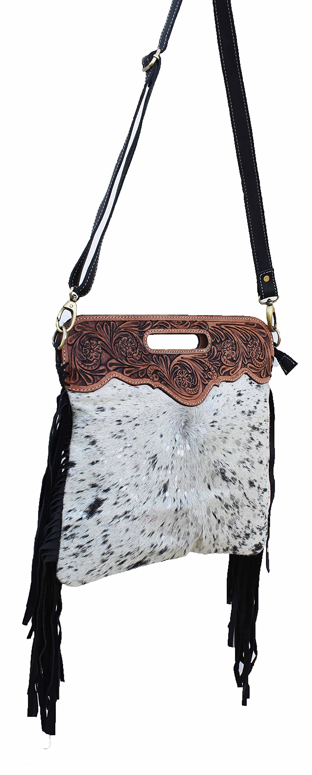 CHALLENGER Women's Cowhide Western Floral Tooled Leather Shoulder Purse Handbag 18RTH15