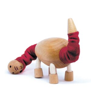 Anamalz Wooden Brontosaurus Dinosaur Toy for Toddlers, Fun and Posable for Early Learning, Smooth Natural Wood, Boys and Girls