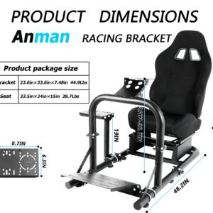 Anman G25 Flight Racing Simulator Cockpit Upgrade Pro Fits for Logitech G27 G29 G920, Thrustmaster T300RS TX F458,PS5 Race Car Seat Game Accessories Driving Simulator Cockpit Steering Wheel Handbrake