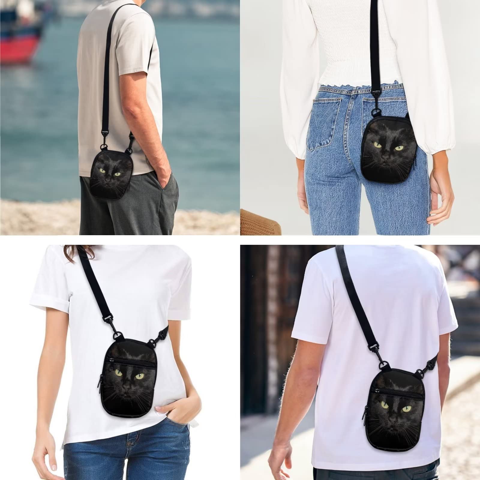 Mumeson Cute 3D Black Cat Shoulder Bag for Womens Girls Cute Crossbody Bag Purse Small Cute Shoulder Tote Bag Clutch Purse Messenger Bag