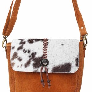 CHALLENGER Women's Cowhide Western Floral Embossed Leather Shoulder Purse Handbag 18RTH01