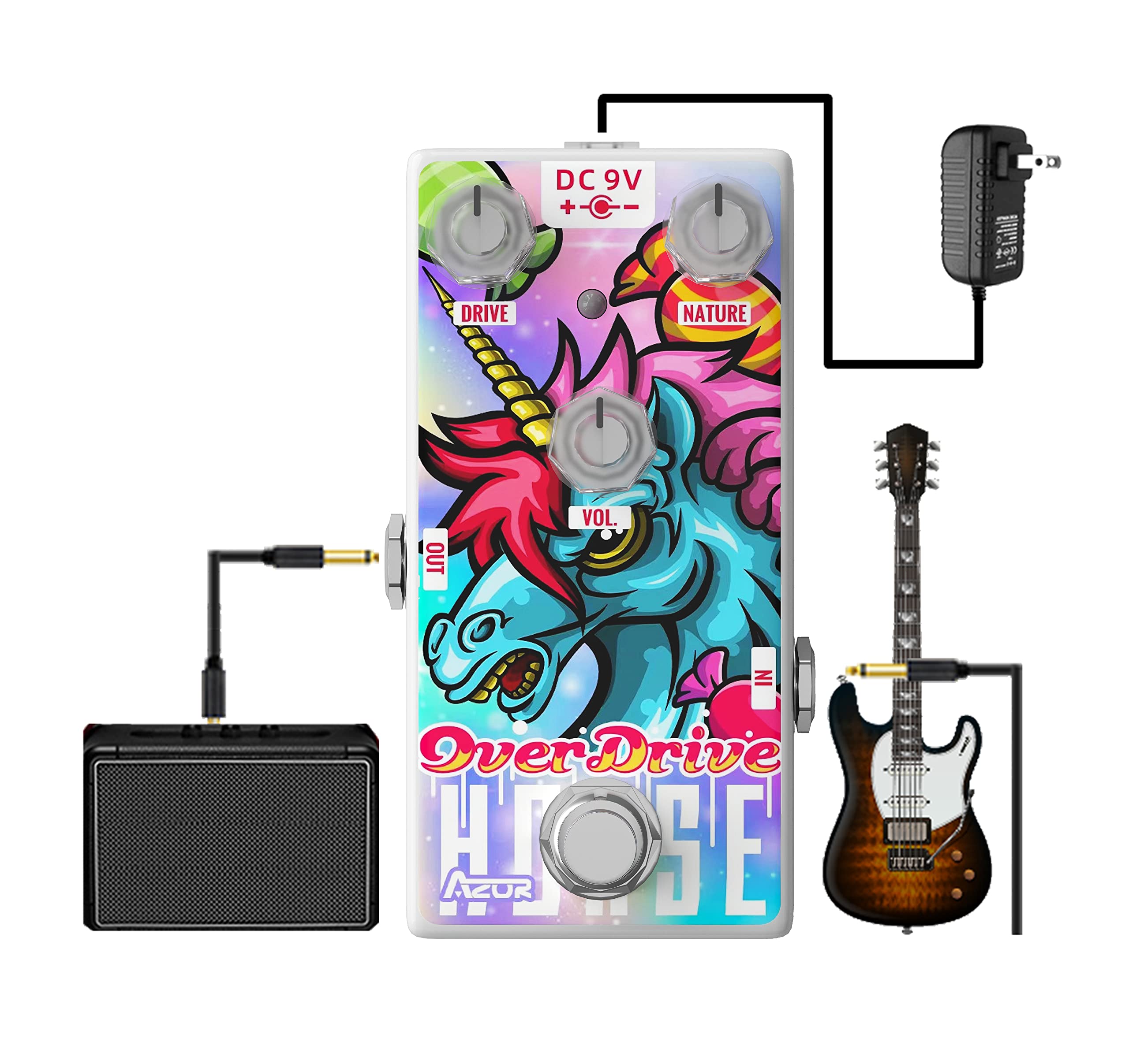 AZOR Overdrive Guitar Pedal Horse Overdrive Analog Effect Pedal for Electric Guitar True Bypass AP504