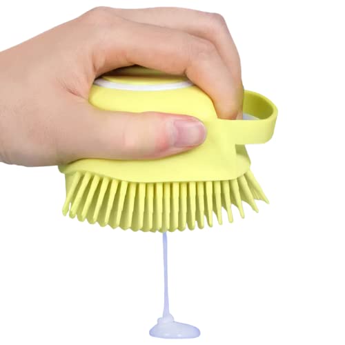 Dog scrubber bath, Dog bath brush with soap dispenser, Dog wash brush, Grooming Cleaning Comb, with Soft Silicone Rubber Bristles, Puppy Kitten Hair Brush Washing Pet Paws