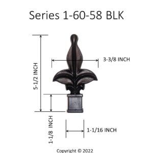 Retrospec Creations 10 Each for 5/8” Black Plastic Finial Tops for Iron Picket Fence Fleur De Lis – #1-60-58