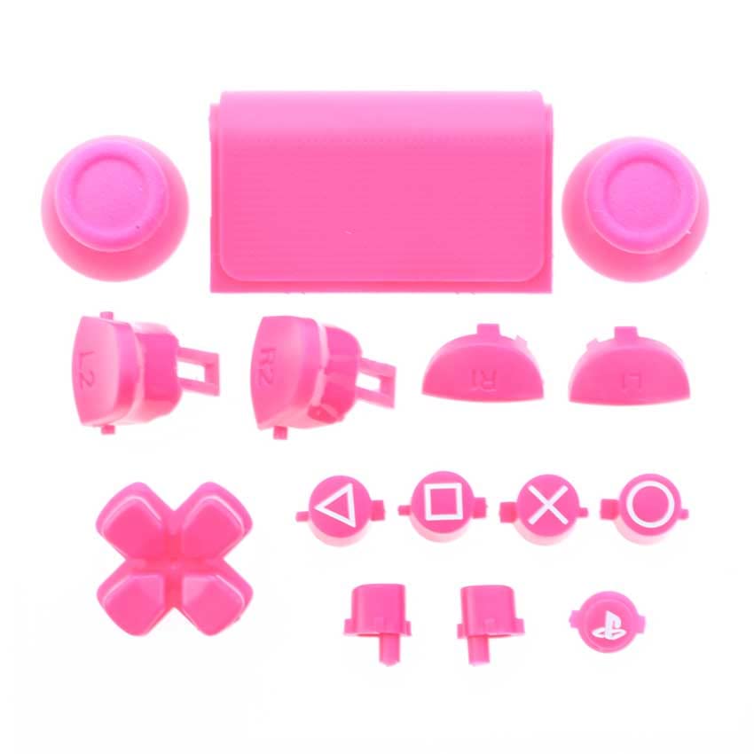 Repalcement 15 in 1 Button Set D-pad Direction Key L1 R1 L2 R2 Buttons for PlayStation4 PS4 Pro Slim JDS-040 Controller (Pink)