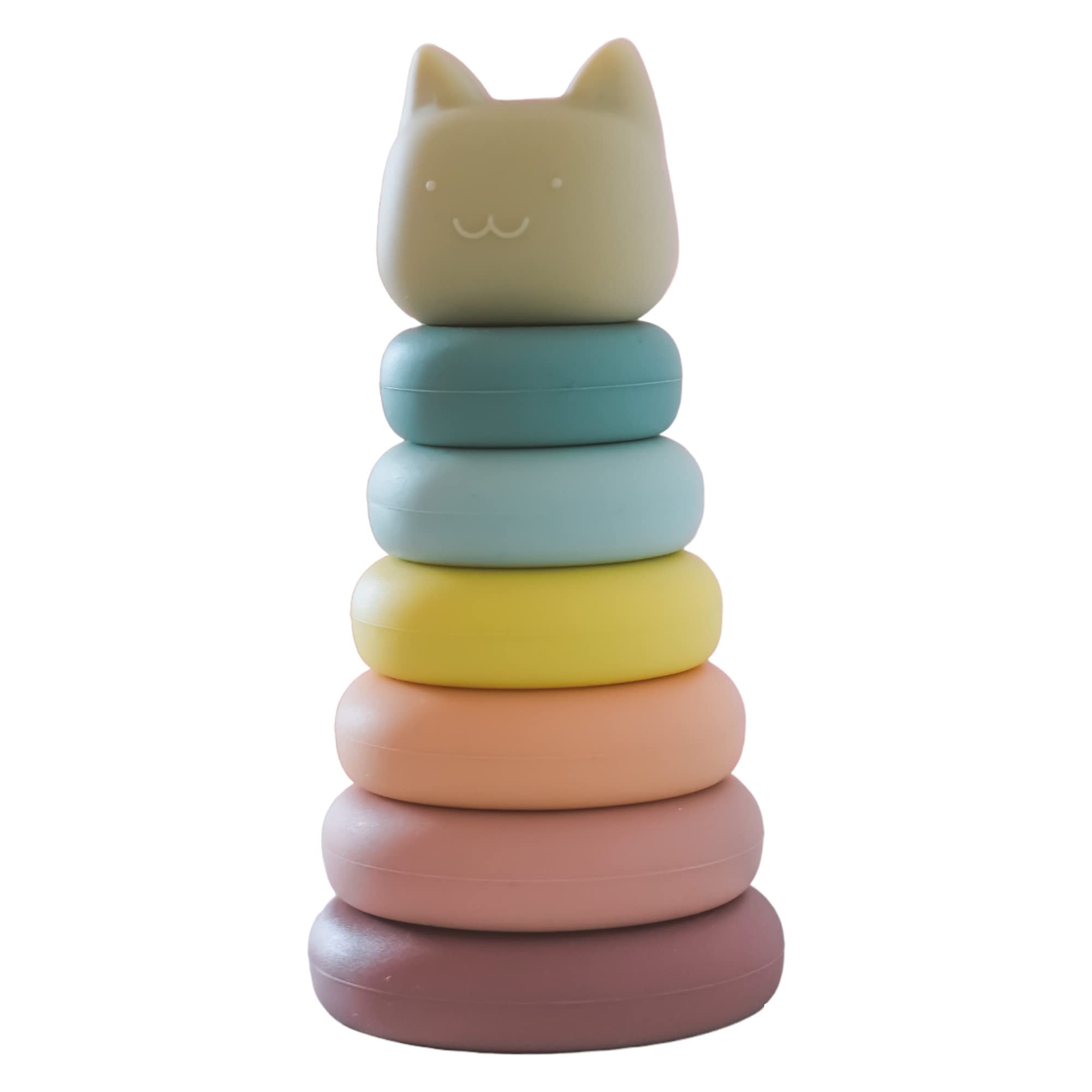 Luminous Baby Stacking and Nesting Toy, Soft Building Stacker, Teether and Squeeze Play, Montessori Early Educational Learning, Best for Boys and Girls, Teething Toy (Kitty cat)