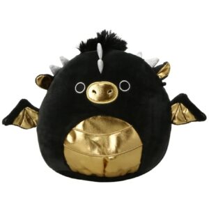 squishmallow official kellytoy magical fantasy squad squishy soft animals choose dragons bigfoots unicorns and more (black/gold, luxmen dragon, 7.5 inch)