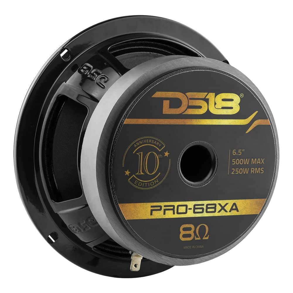 DS18 PRO-68XA 6.5” Special Edition 10th Anniversary Mid-Bass Loudspeaker 500 Watts Max 8-Ohms - Door Speakers for Car or Truck Stereo Sound System - 1 Speaker