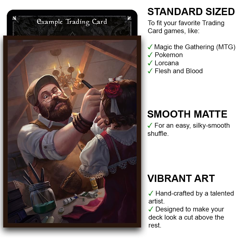 Fantasy North - Gilfred - The Toy Maker - 100 Smooth Matte TCG Trading Card Sleeves - Fits Magic MTG Commander Pokemon and Other Card Games - Playing Card Sleeves