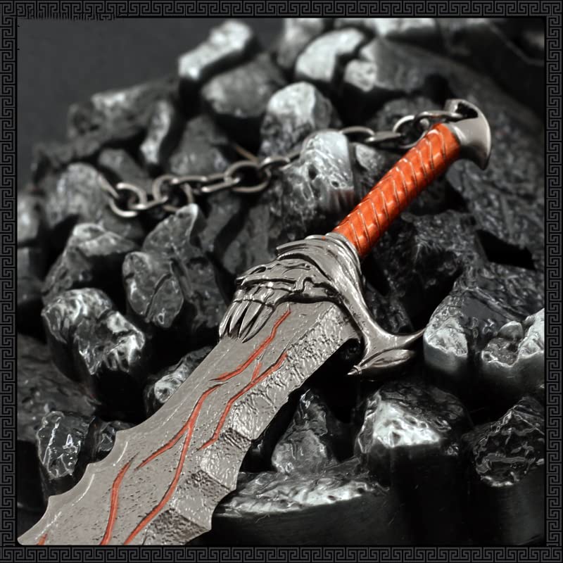 God of War Ragnarök Kratos Blades of Chaos Action Figures Game Toy Collection Keychain Desk Decoration Backpack Pendant Gift (Kratos Blades of Chaos 14CM)