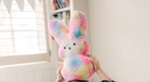 animal adventure | tie-dye bunny peeps | 15” collectible plush | pink tie-dye