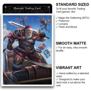 Fantasy North - Santa Claus - Yuletide Avenger - 100 Smooth Matte TCG Trading Card Sleeves - Fits Magic MTG Commander Pokemon and Other Card Games - Playing Card Sleeves