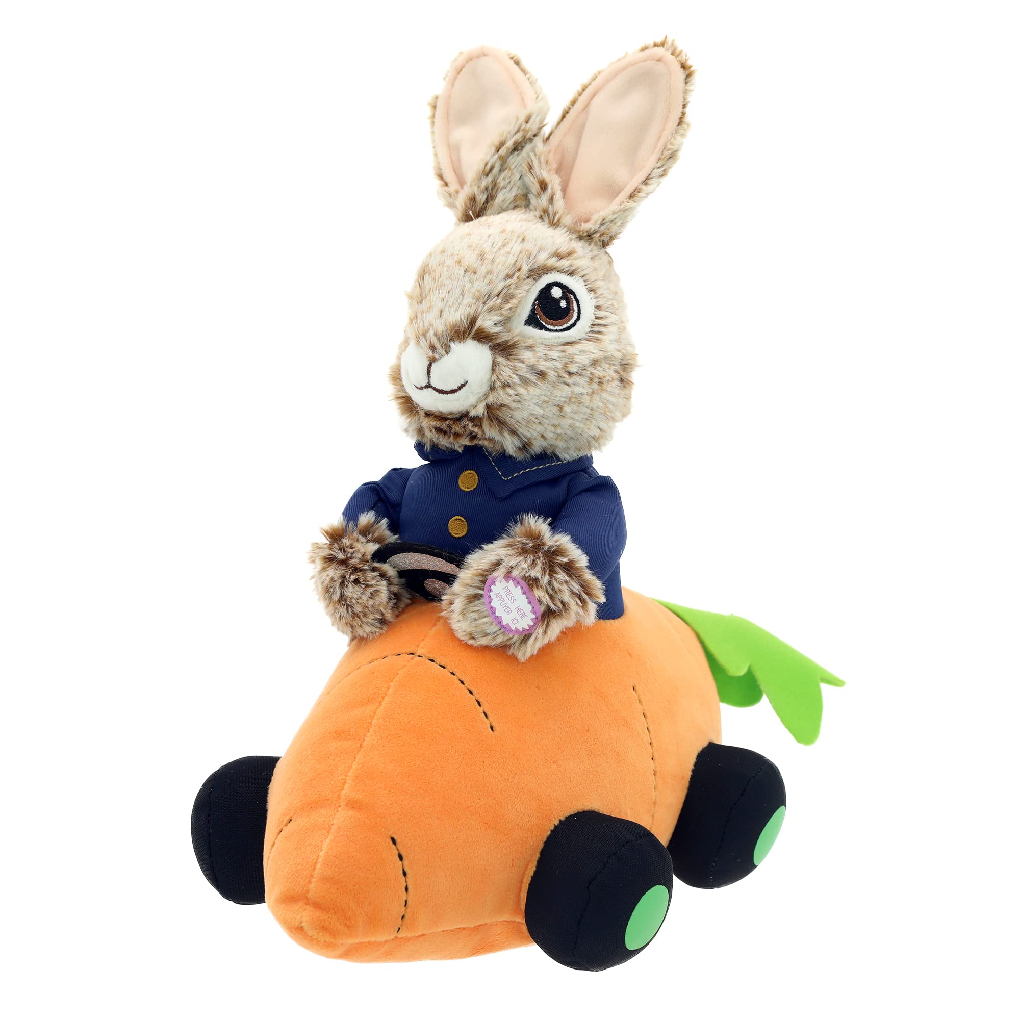 Animal Adventure | Peter Rabbit and Flopsy | Collectible 11" Singing Plush Peter Rabbit Driving a Carrot Car