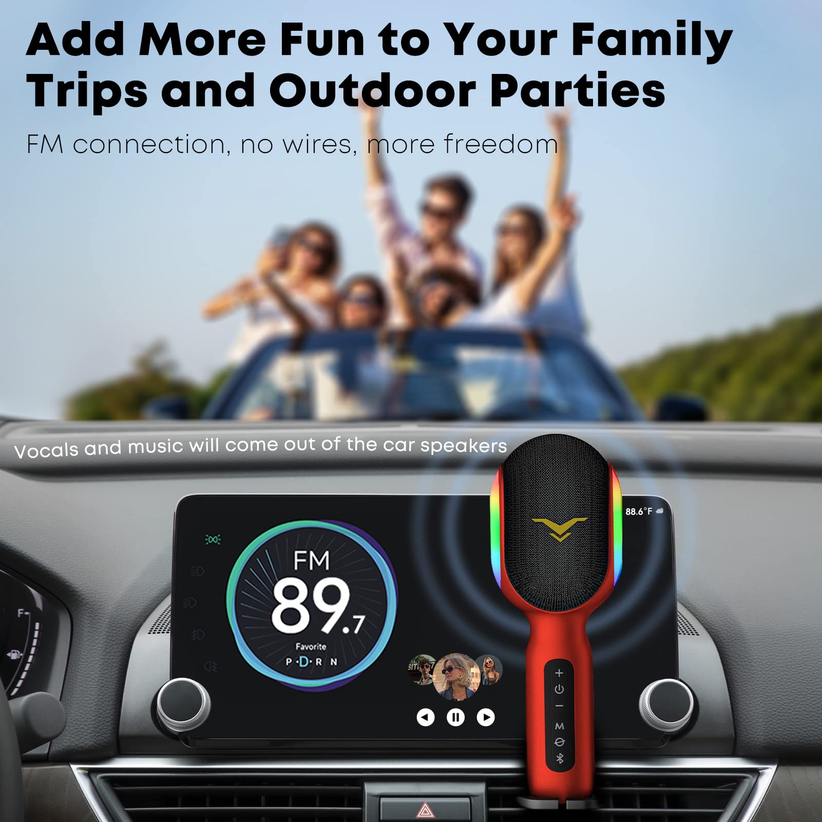 Wireless Bluetooth Karaoke Microphone, 5-in-1 Portable Handheld Mic Speaker with Dynamic RGB Lights, Mini Karaoke Machine for Car Travel Home Party, Music Recording, Duet Singing, Gift for Kids Adults