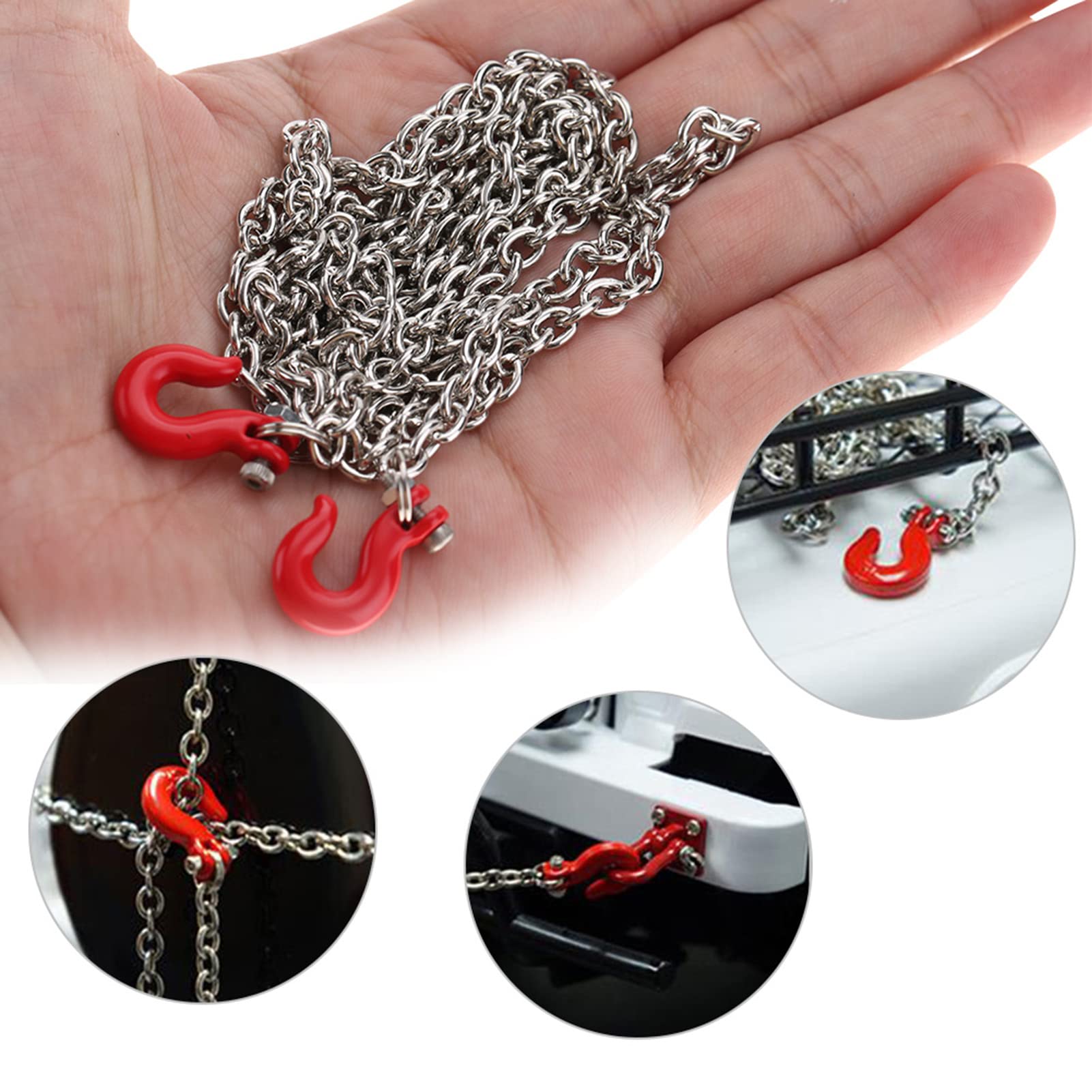 U Shaped Tow Hook, RC Tow Hook Chain for 1/10 Scale Rc Cars, Trailer Chain Metal Assemble Parts for Rc Climbing Crawler Car