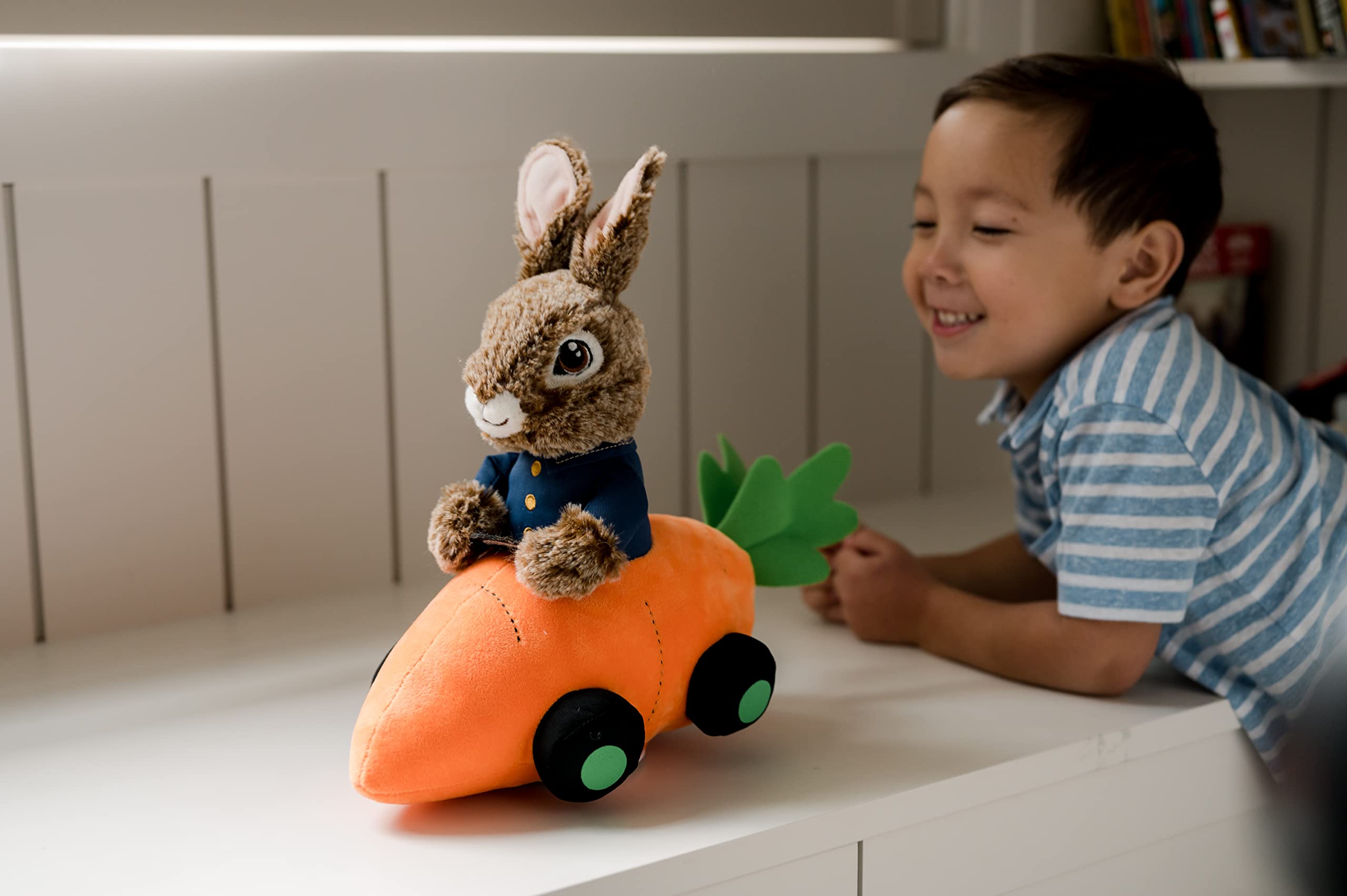 Animal Adventure | Peter Rabbit and Flopsy | Collectible 11" Singing Plush Peter Rabbit Driving a Carrot Car