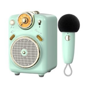 cute speaker with microphone, with 7 different sound modes for singing or talking, karaoke machine for girls, boys, family party, presentation, training, outdoor (green)