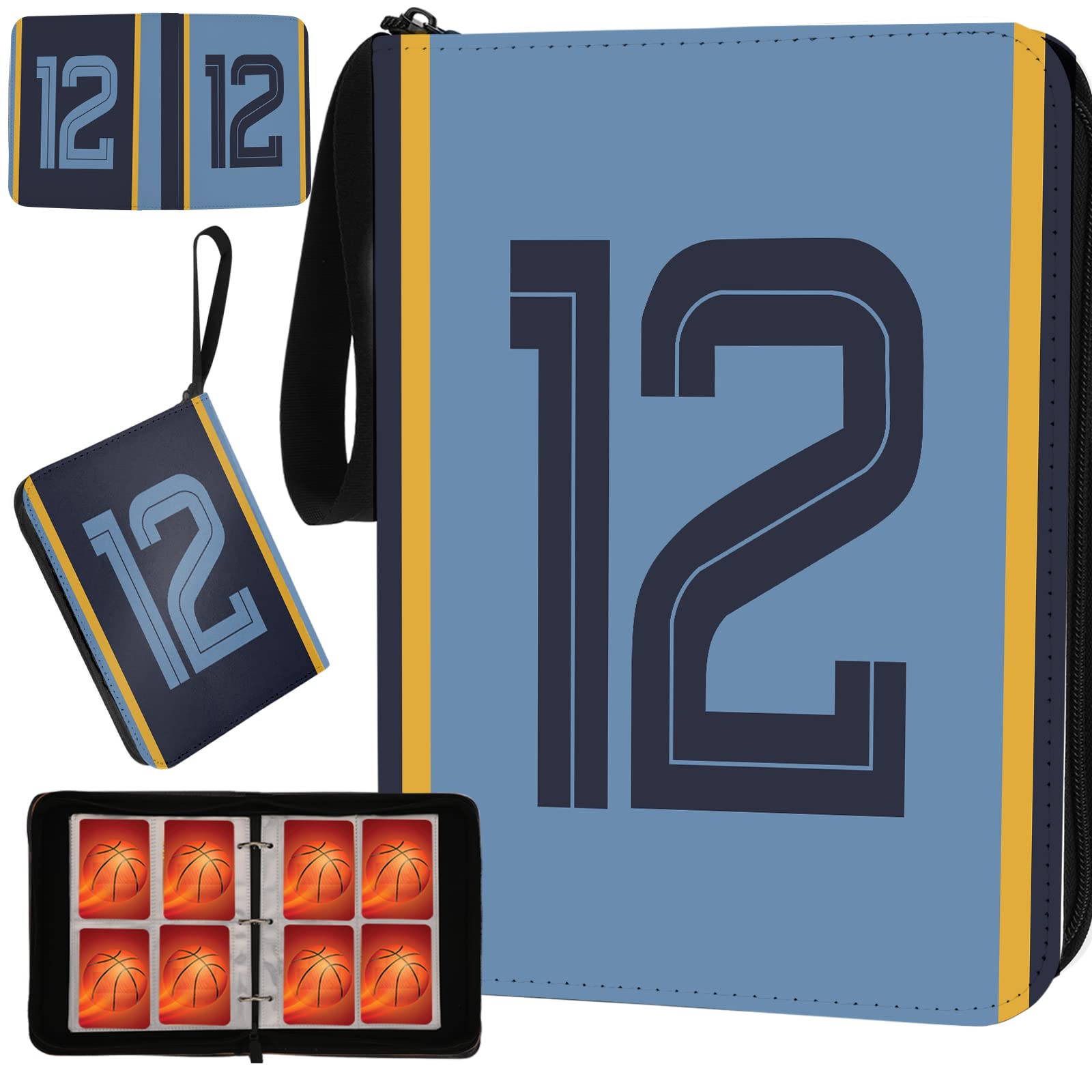 Basketball Card Binder with Sleeves 400 Pocket, #12 Basketball Card Holder for Trading Cards, Basketball Collector Album Folder Organizer 3 Ring Binder Storage Case Book for Kids Boys Gift