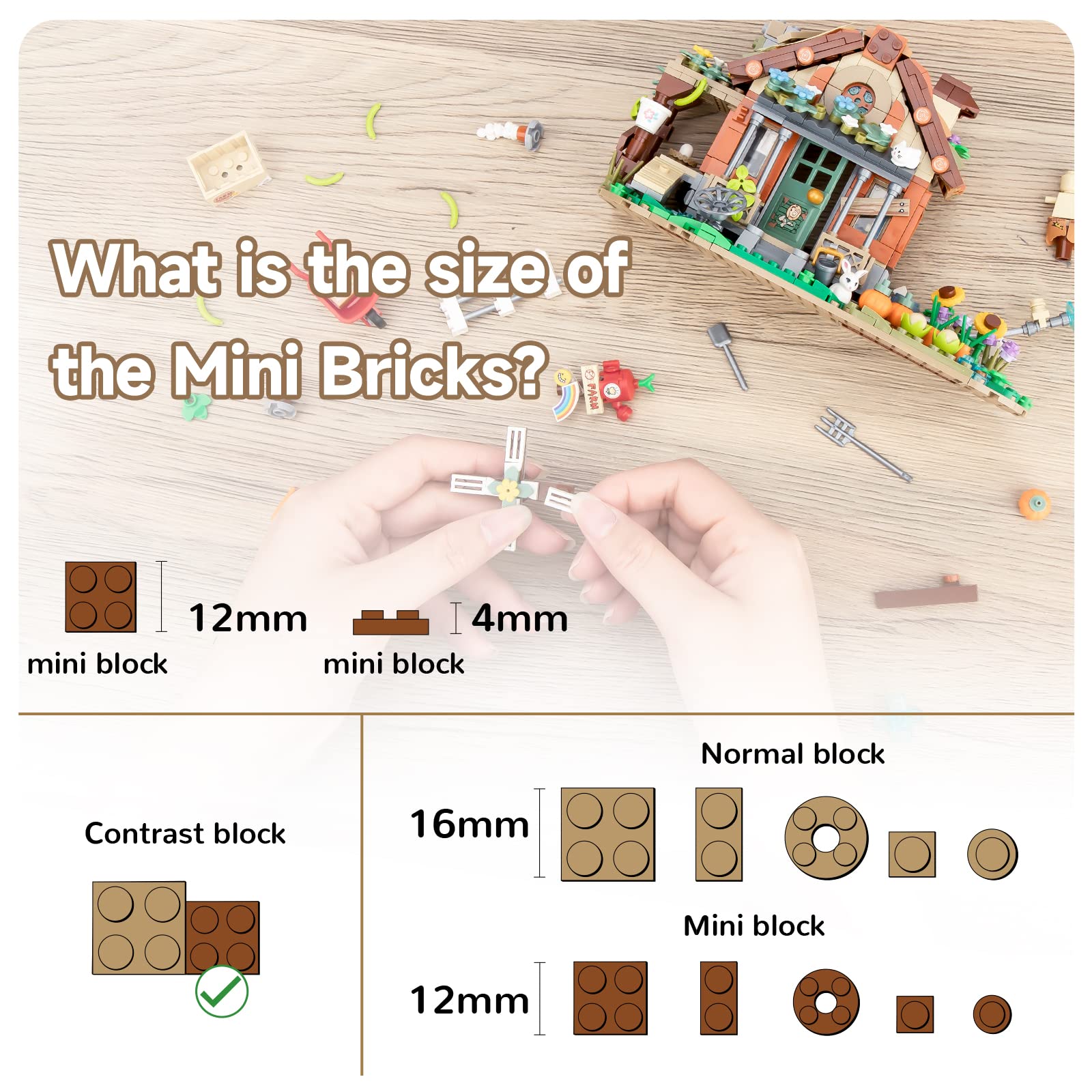 Friends Farm Mini Building Blocks, MOC Creative Farm Animals Model Set for Kids Ages 6+,899 Pcs Simulation Architecture Toy for Adults