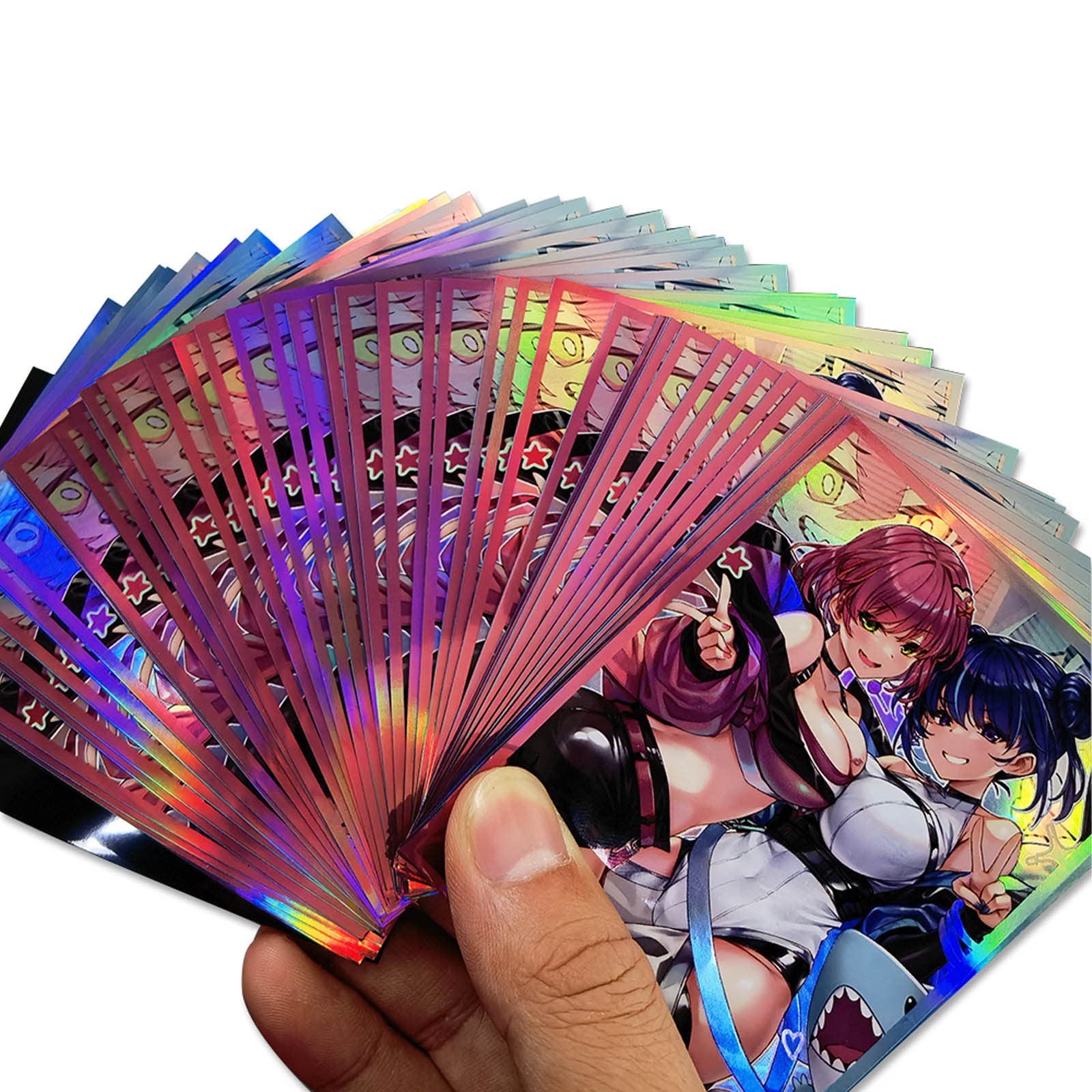 100ct Holographic Flashing (Different Painted Twins) Top Loading Trading Card Sleeves Deck Protector for YuGiOh/Japanese Sized Cards 63x90mm (A02)