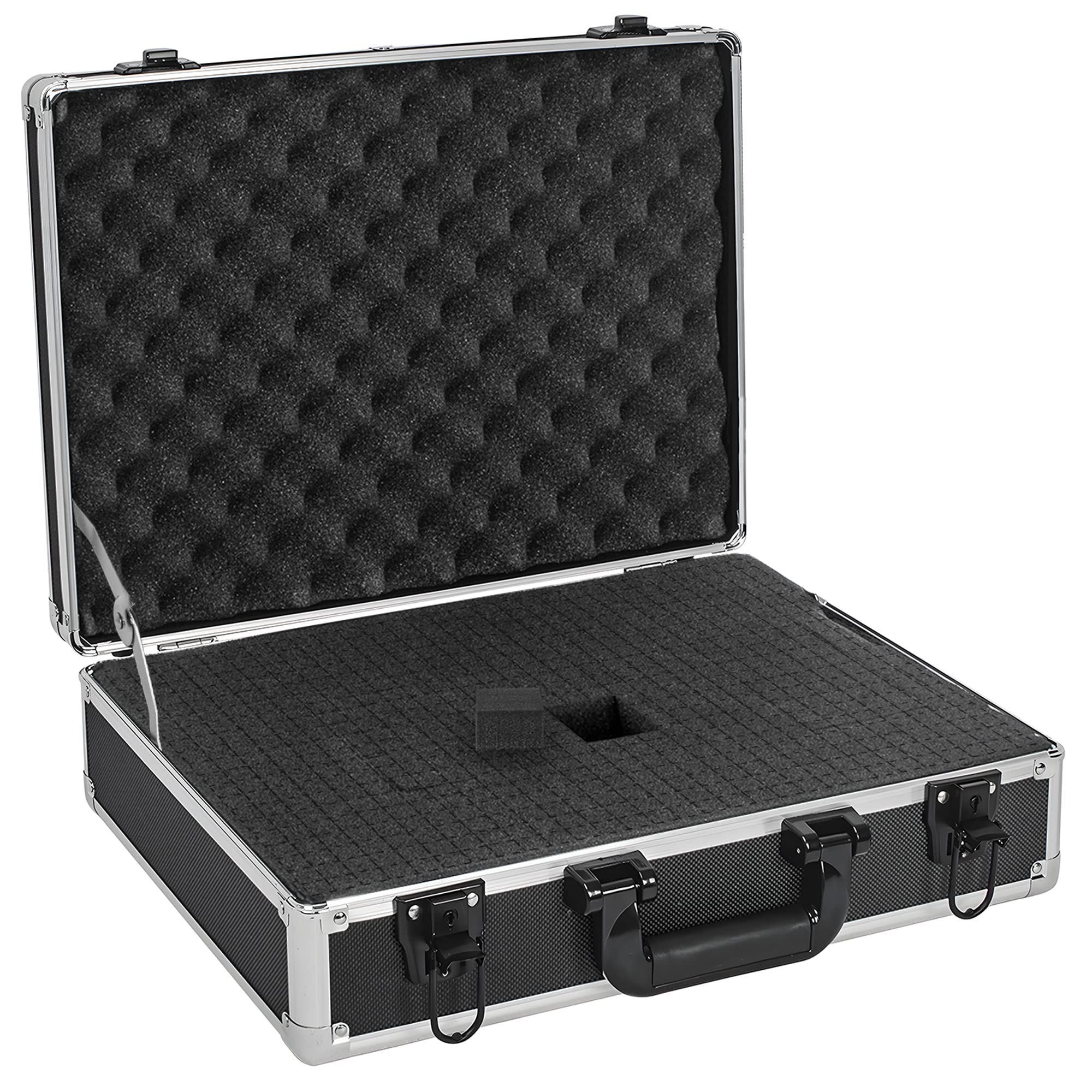 ITHWIU 17 Inch Hard Shell Carrying Case Ideal for Wireless Mic System Storage & Camera Gear Transportation, Aluminum Alloy Sturdy Build, Customizable Pre-Diced Foam, Black