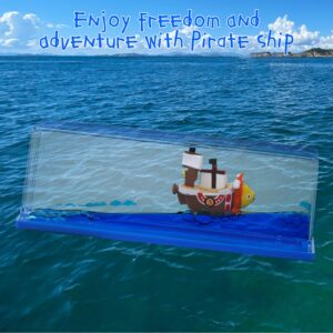 Honsheng Unsinkable Boat One Thousand Pirate Ship Piece Model Sunny Toys in a Bottle Box Acrylic Cruise Ship Fluid Drift Paperweight Desk for Decoration Boys Girls Gifts