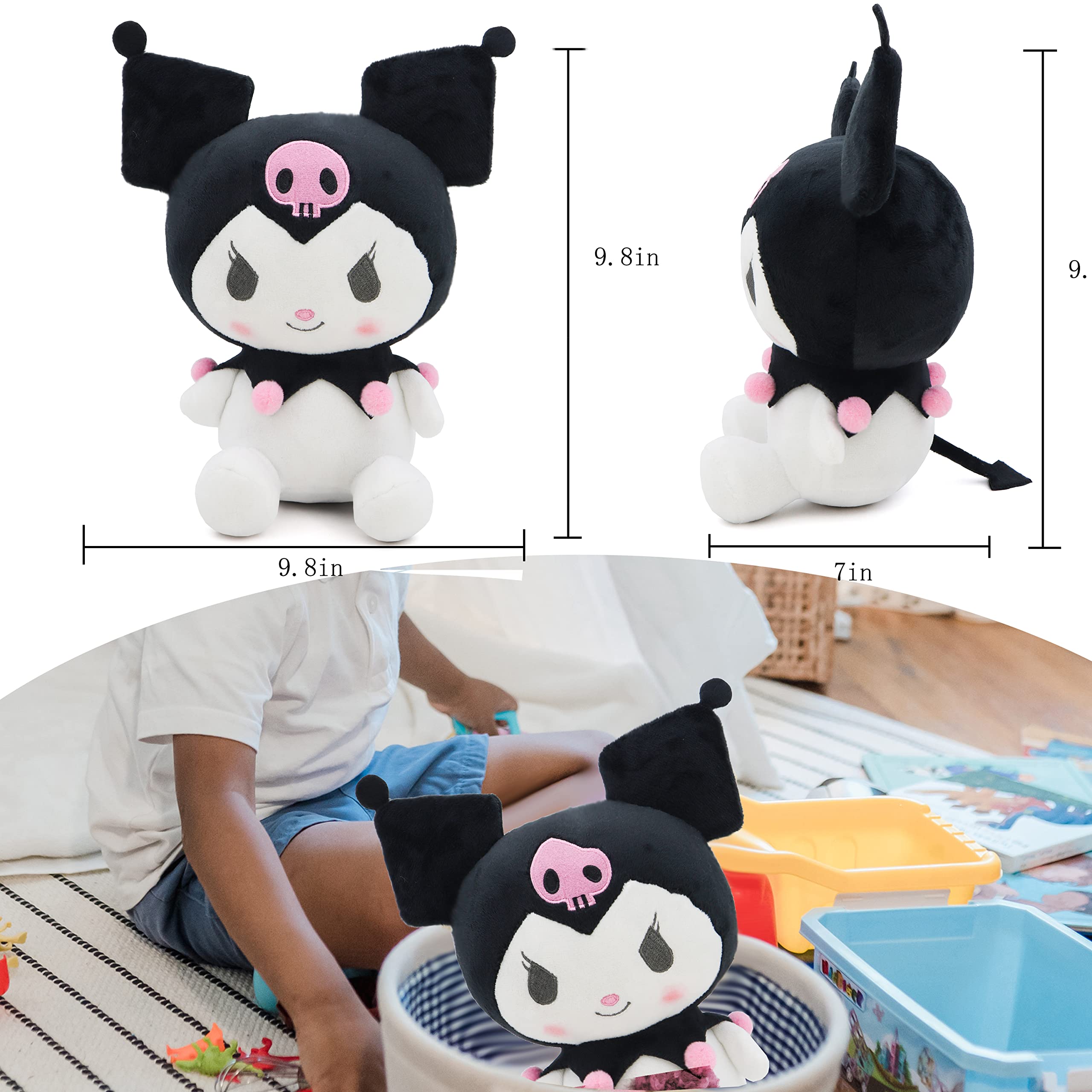 10" Cute Anime Plush Doll,Kawaii Cartoon Stuffed Plushie Toy,Gift for Children Girls Fans (Pink)