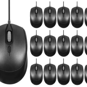 16 Pack Computer Mouse Pack Bulk Wired Silent USB Optical Corded Mouse with 3 Adjustable DPI Computer Mice Compatible with Laptop Desktop PC School Office Business Home Supplies