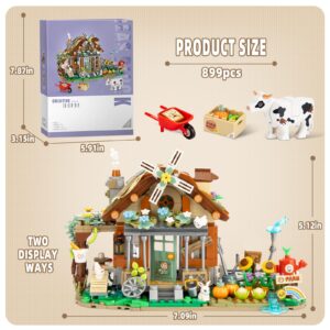 Friends Farm Mini Building Blocks, MOC Creative Farm Animals Model Set for Kids Ages 6+,899 Pcs Simulation Architecture Toy for Adults