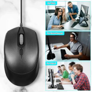 16 Pack Computer Mouse Pack Bulk Wired Silent USB Optical Corded Mouse with 3 Adjustable DPI Computer Mice Compatible with Laptop Desktop PC School Office Business Home Supplies