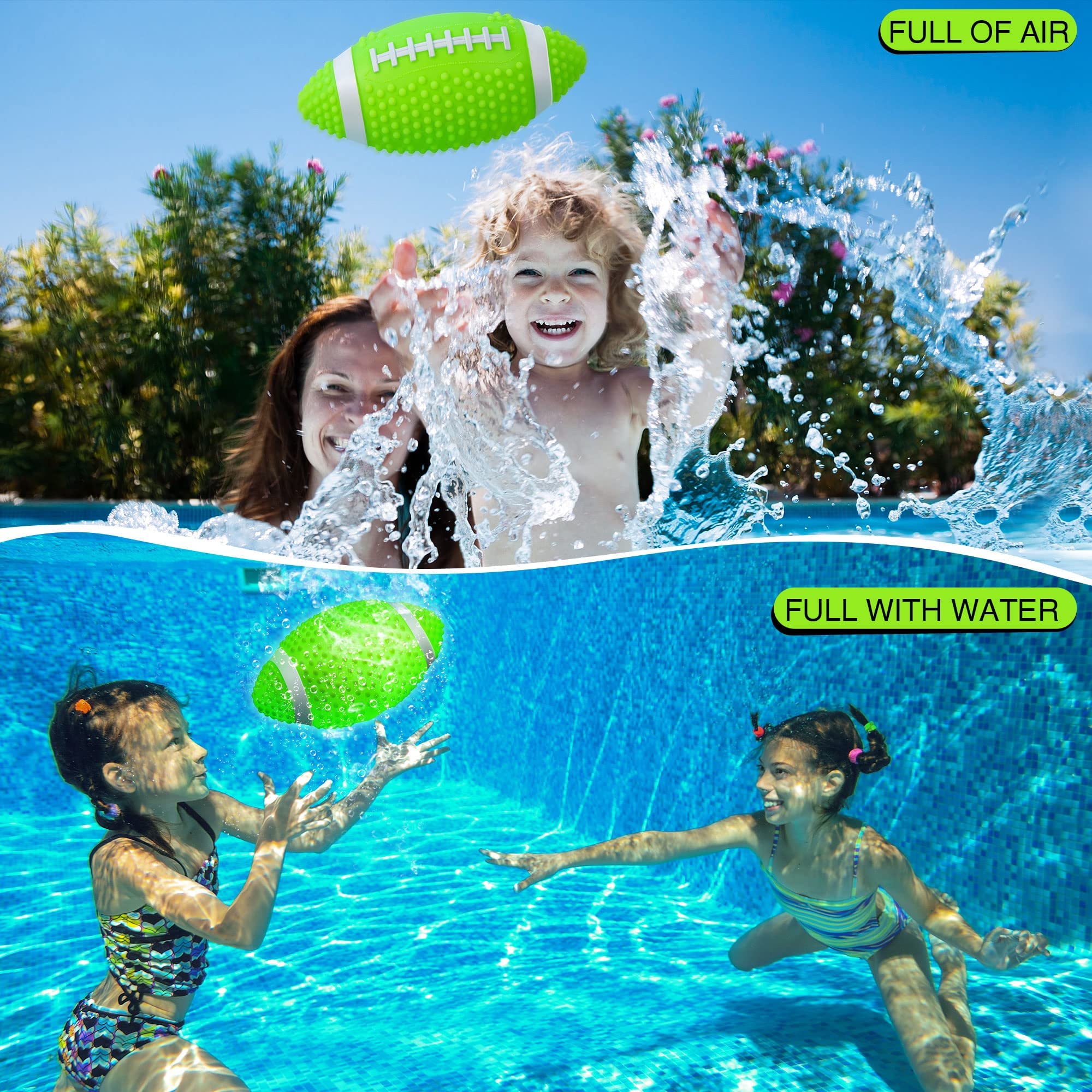 Hiboom Glow in The Dark Football, 9.25 Inches Light up Waterproof Football, Swimming Pool Diving Toys for Under Water Game, Outdoor Footballs for Beach Games and Water Sports Pool Part (Green)