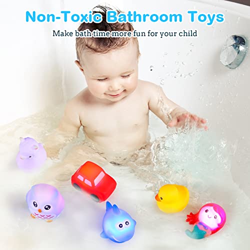 12 Pcs Prefilled Easter Eggs Baby Bath Toys Light up Bath Toys Floating Bathtub Toys Bathtime Toys Bath Light up Toys for Kids Toddler Birthday Easter Party Classroom Prize Supplies(Various Animals)