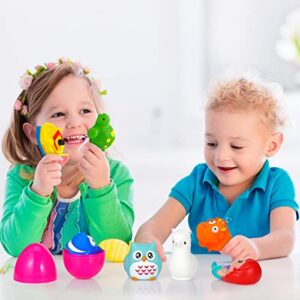 12 Pcs Prefilled Easter Eggs Baby Bath Toys Light up Bath Toys Floating Bathtub Toys Bathtime Toys Bath Light up Toys for Kids Toddler Birthday Easter Party Classroom Prize Supplies(Various Animals)