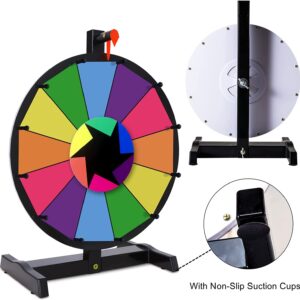 Hooomyai 15 Inch Tabletop Spinning Wheel with 12 Slots Durable Base Stand Spin Wheel for Prizes Dry Erase Prize Wheel with Dry Erase Markers and Eraser for Carnival Trade Show Party