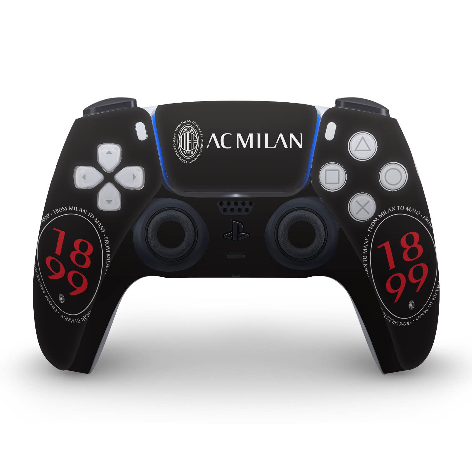 Head Case Designs Officially Licensed AC Milan 1899 Oversized Art Vinyl Faceplate Sticker Gaming Skin Decal Compatible With Sony PlayStation 5 PS5 Digital Edition Console and DualSense Controller