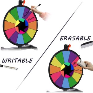 Hooomyai 15 Inch Tabletop Spinning Wheel with 12 Slots Durable Base Stand Spin Wheel for Prizes Dry Erase Prize Wheel with Dry Erase Markers and Eraser for Carnival Trade Show Party