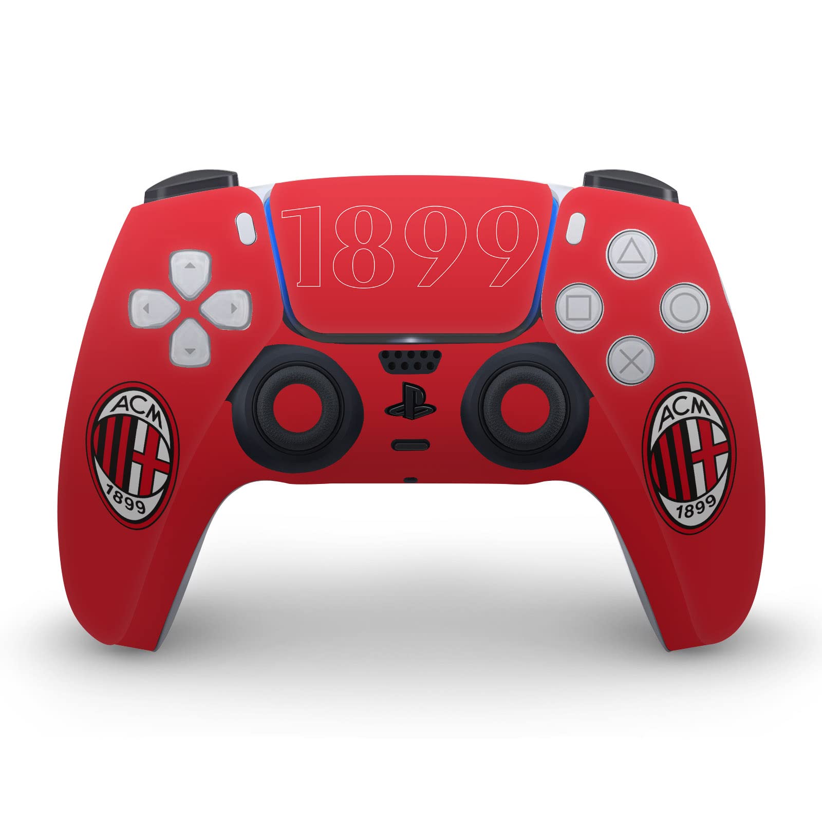 Head Case Designs Officially Licensed AC Milan 1899 Black Logo Art Vinyl Faceplate Sticker Gaming Skin Decal Compatible With Sony PlayStation 5 PS5 Digital Edition Console and DualSense Controller