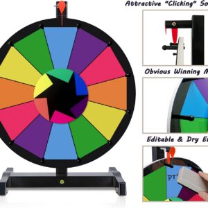 Hooomyai 15 Inch Tabletop Spinning Wheel with 12 Slots Durable Base Stand Spin Wheel for Prizes Dry Erase Prize Wheel with Dry Erase Markers and Eraser for Carnival Trade Show Party