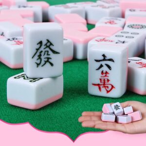 TWBTC 26MM Chinese Mini Mahjong Tiles Set 144 Melamine Tiles 1.02"(26mm) with Portable Travel Handbag Complete Mahjong Game Set - (Majiang, 中国麻将)