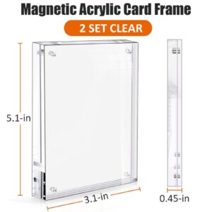 Acrylic Card Frame, Magnetic Trading Card Display Frames Desktop Display - 2 Sets Clear