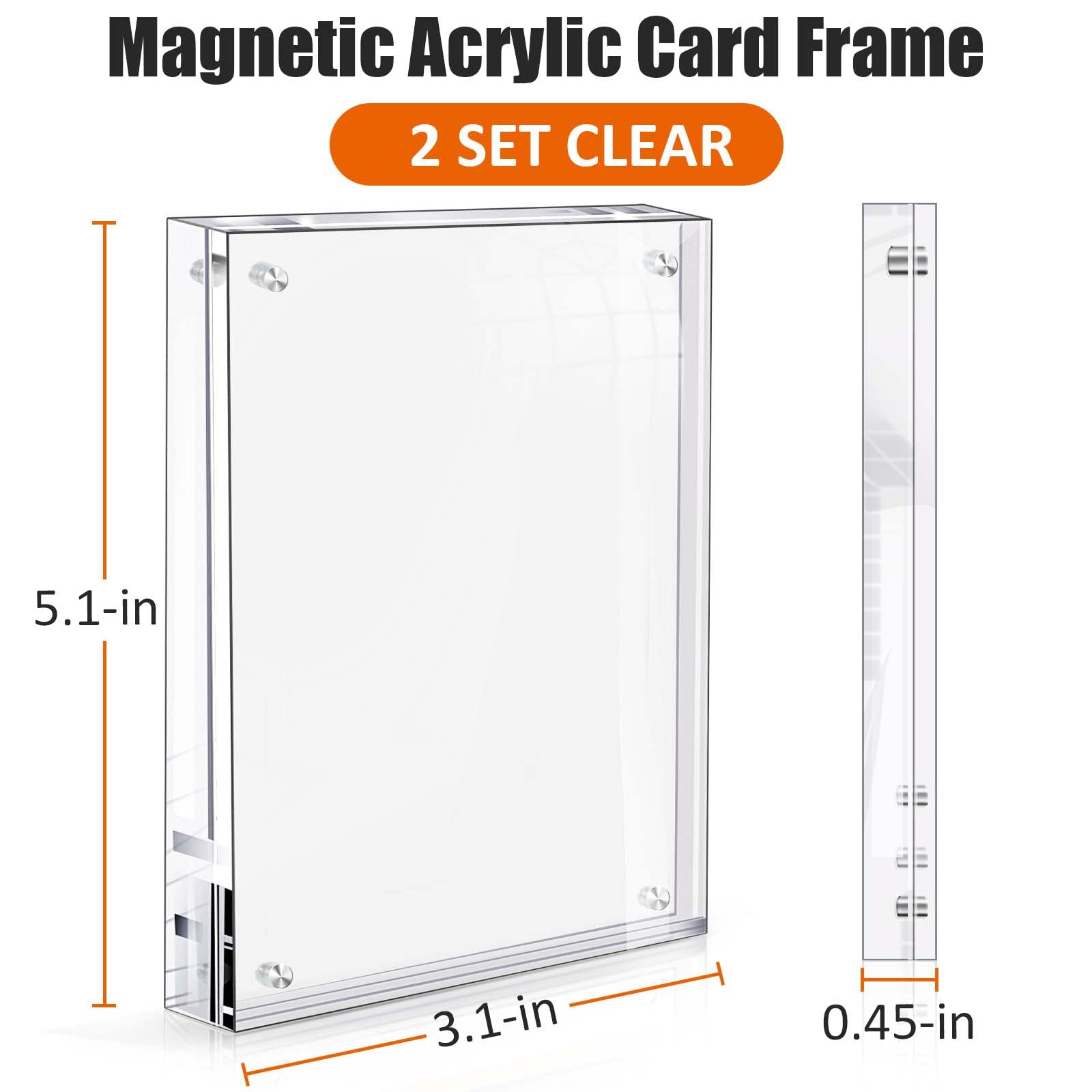 Acrylic Card Frame, Magnetic Trading Card Display Frames Desktop Display - 2 Sets Clear