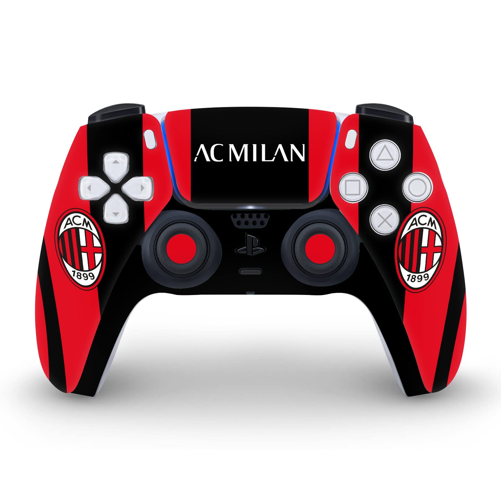 Head Case Designs Officially Licensed AC Milan Home 2021/22 Crest Kit Vinyl Faceplate Sticker Gaming Skin Decal Cover Compatible With Sony PlayStation 5 PS5 Disc Edition Console & DualSense Controller