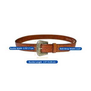 RESISTANCE Western Leather Belt - Floral Tooled - Full Grain - Removeable Belt Strap - Cowboy Rodeo (42)