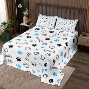 homewish cute dog pet bedspread king size cartoon tennis doggy bones bedding set 3pcs for kids boys girls room decor balls sports gaming comforter set family pet quilt set,2 pillowcases