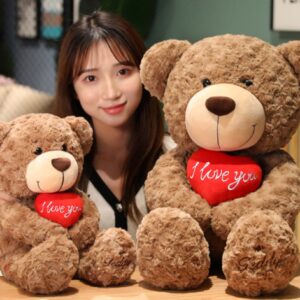 ROCHEMON Teddy Bear Stuffed Animals Valentines Day Gifts for Her Him with Heart Boyfriend Brown 19.7inch