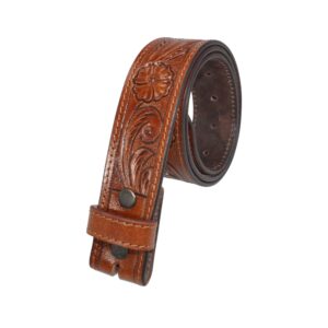 RESISTANCE Western Leather Belt - Floral Tooled - Full Grain - Removeable Belt Strap - Cowboy Rodeo (42)